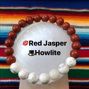 Red Jasper and Howlite bracelet